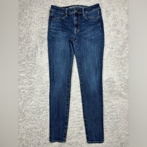 American Eagle Jeans Womens 4 Hi Rise Jegging 360 Super Stretch Dark Wash Denim - Picture 1 of 4